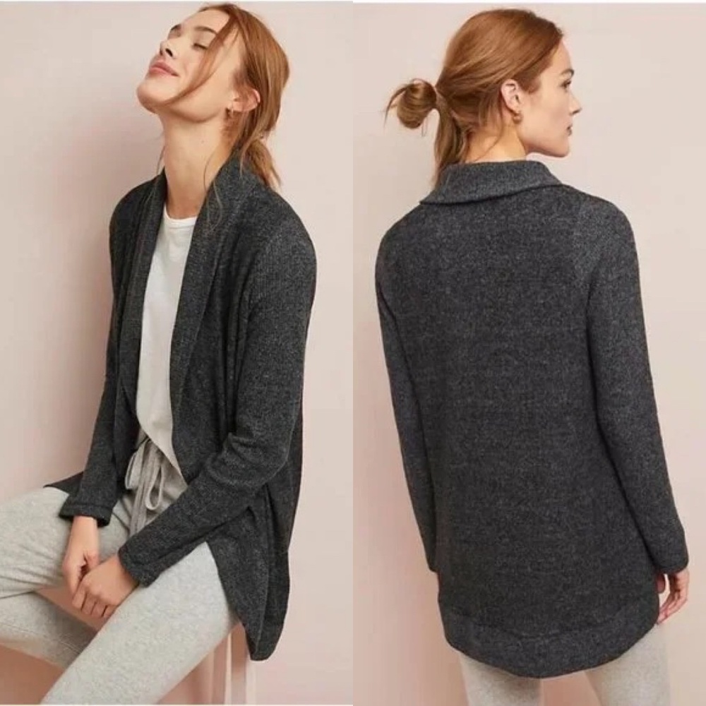 ANTHROPOLOGIE Saturday Sunday Alberta Brushed Fleece Open Front Cardigan Small